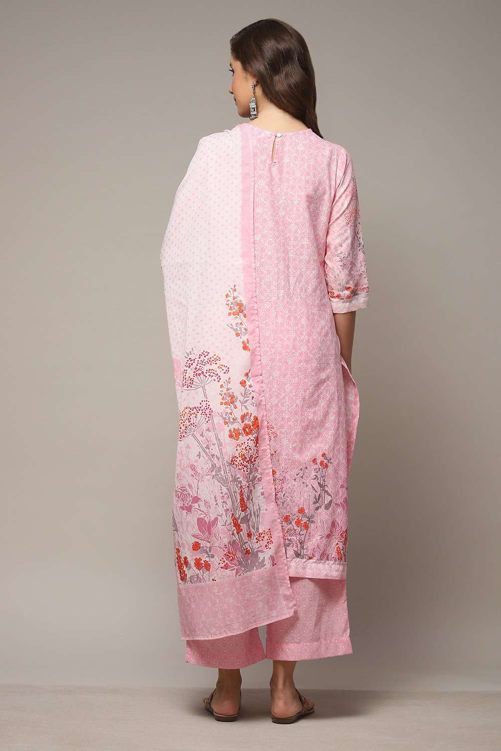 Powder Blue Cotton Straight Kurta Palazzo Suit Set image number 2