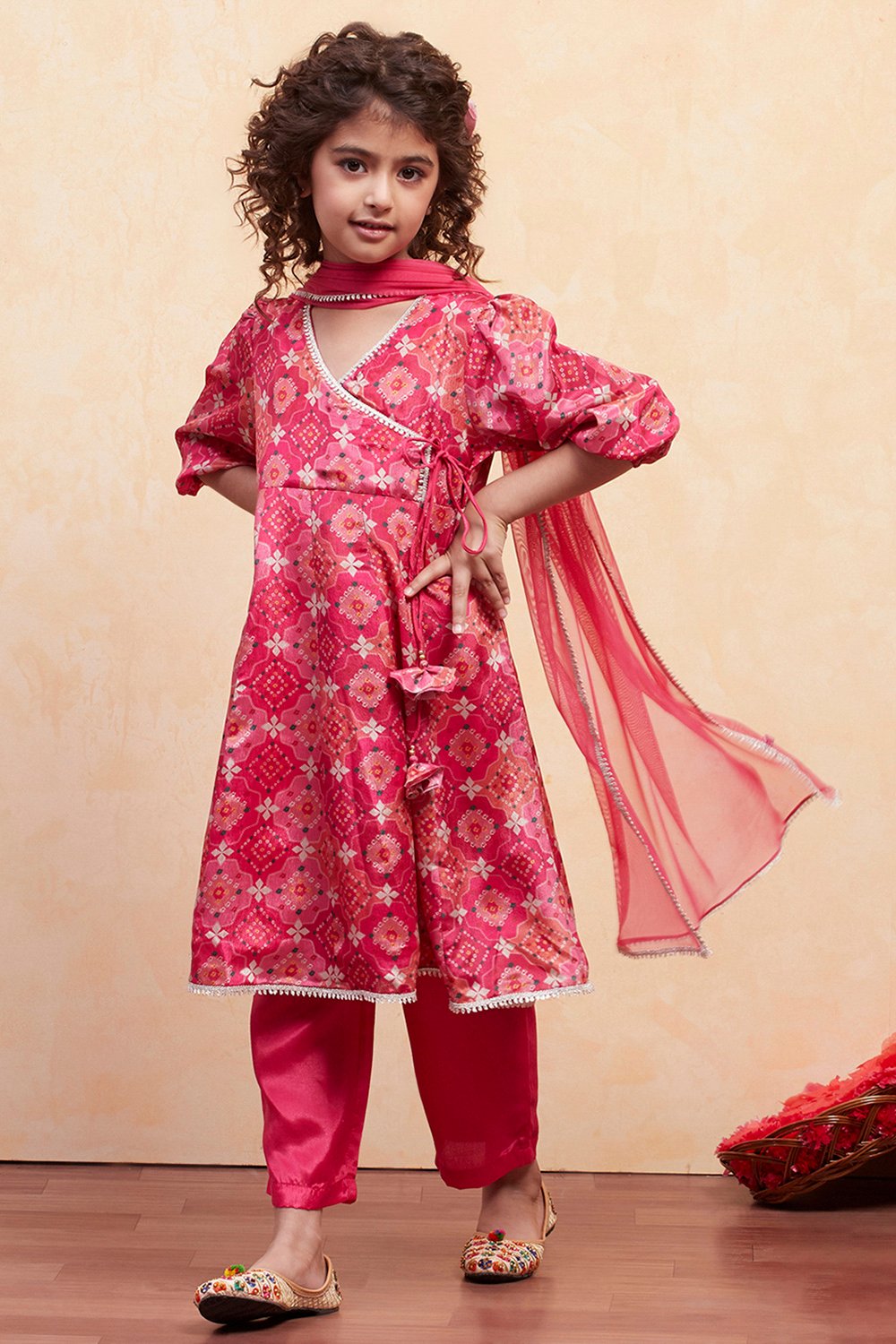 Coral Pink Polyester Flared Suit Set image number 0