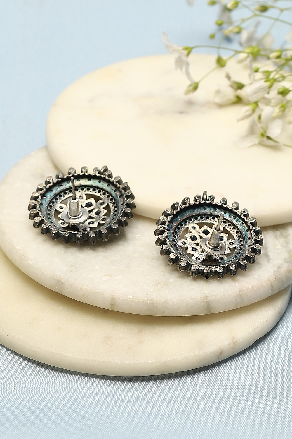 Navy Blue Brass earrings image number 2