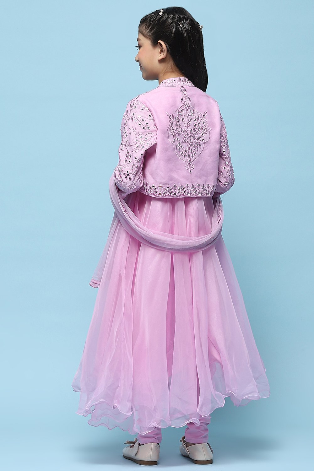 Lilac Cotton Blend Flared Kurta Churidar Suit Set Suit Set image number 5