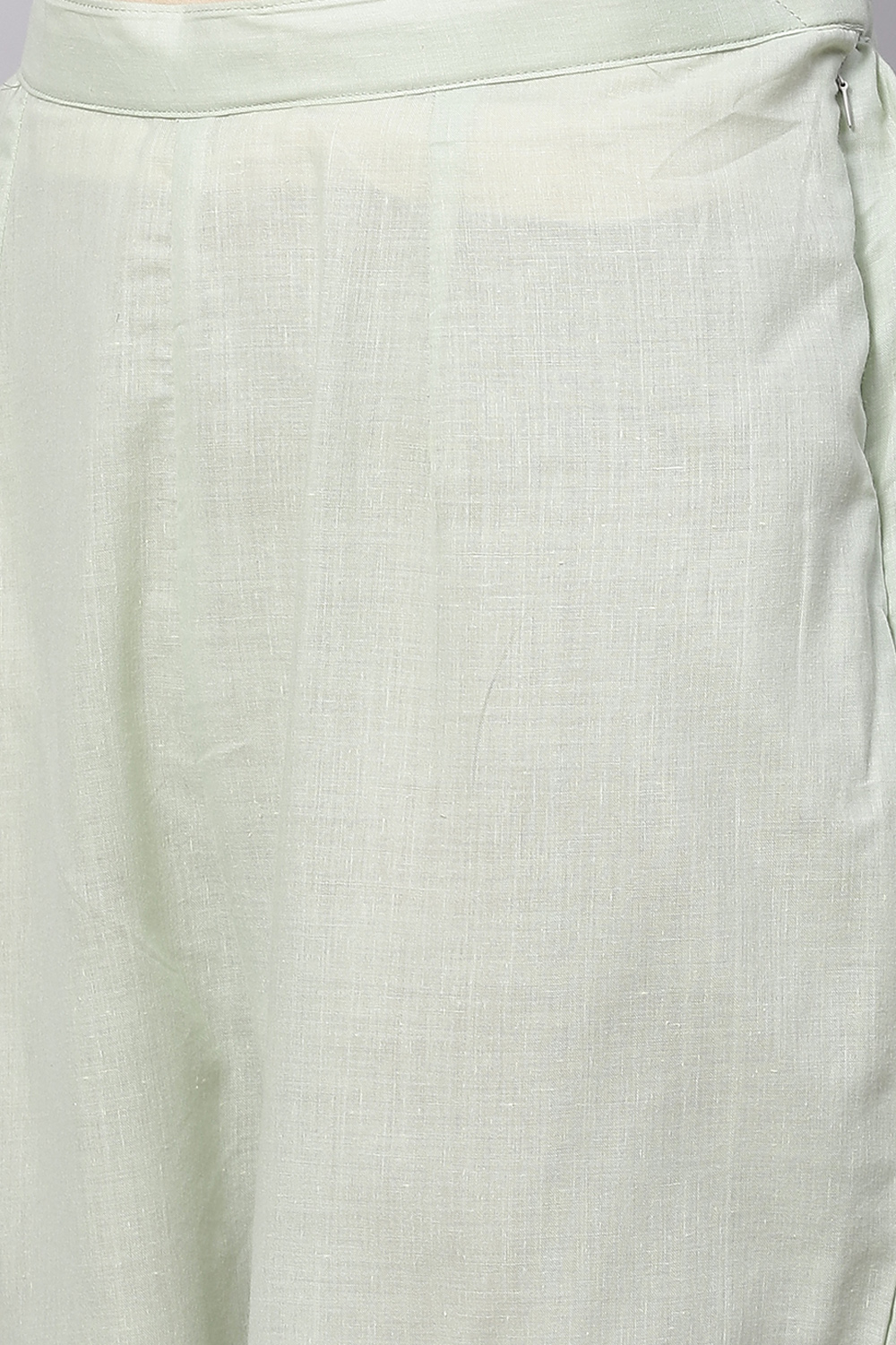 Pastel Green Cotton Blend Digital Print Unstitched Suit Set image number 3