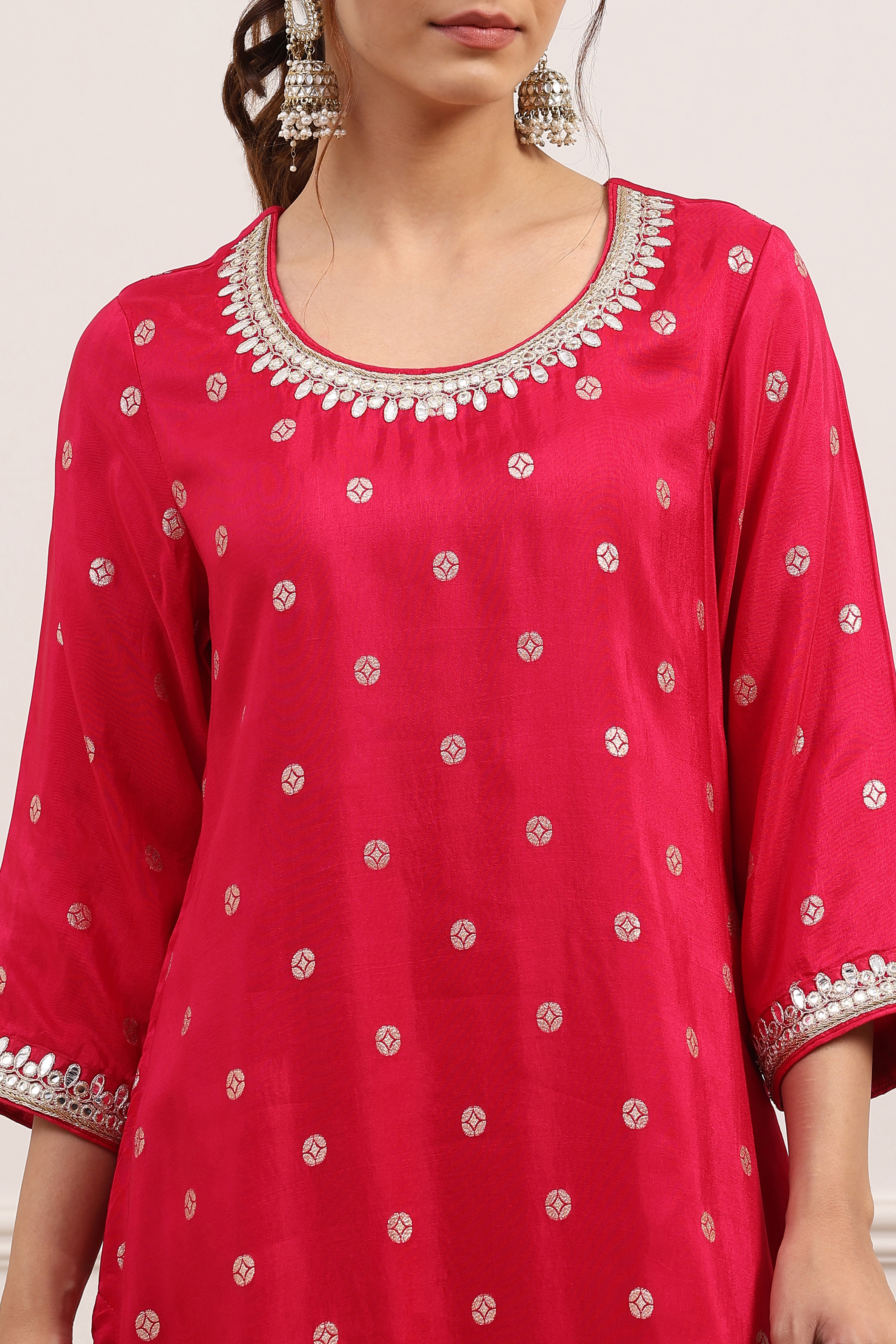Pink Viscose Rayon Straight Suit Set image number 1