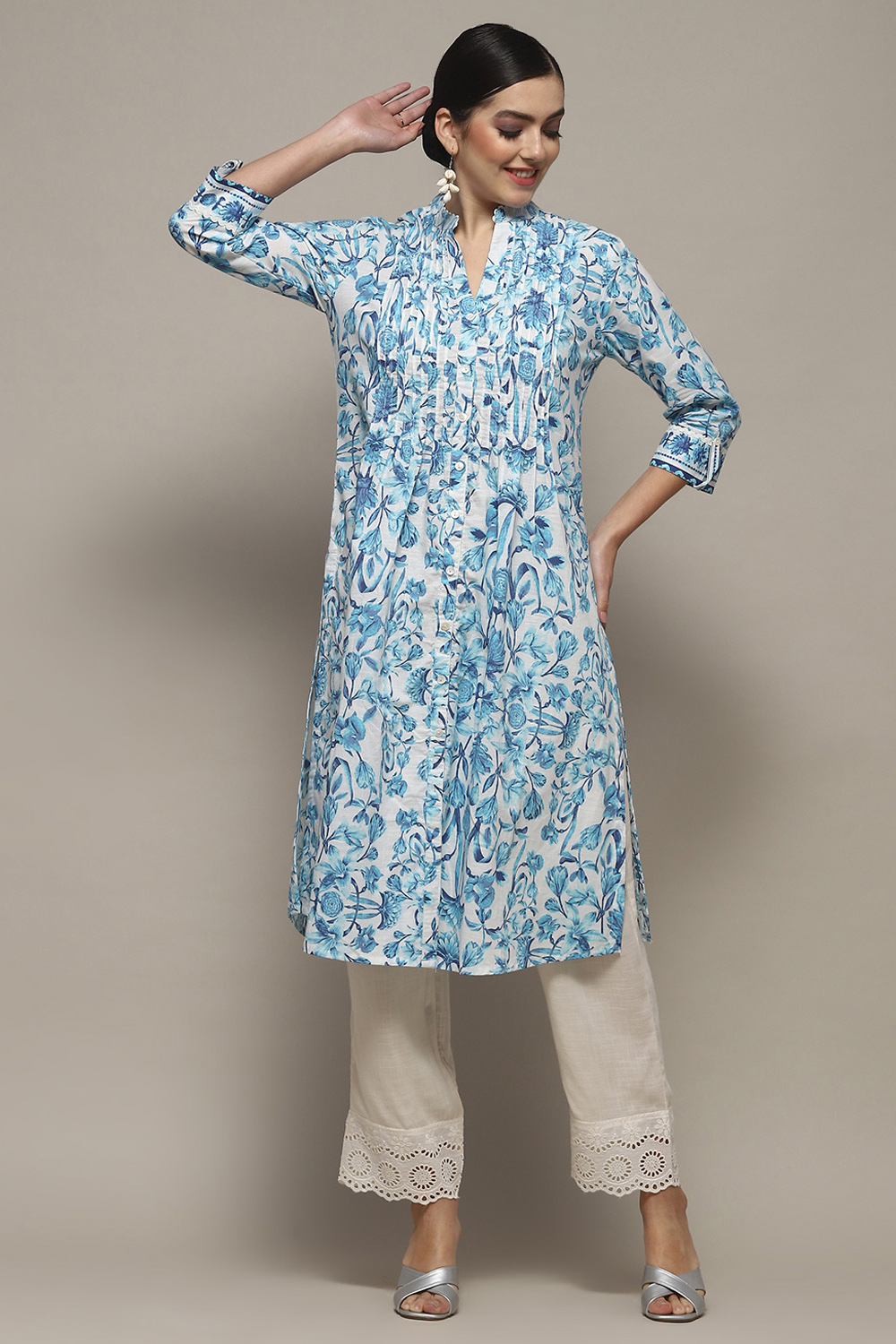 White Cotton Straight Kurta image number 0