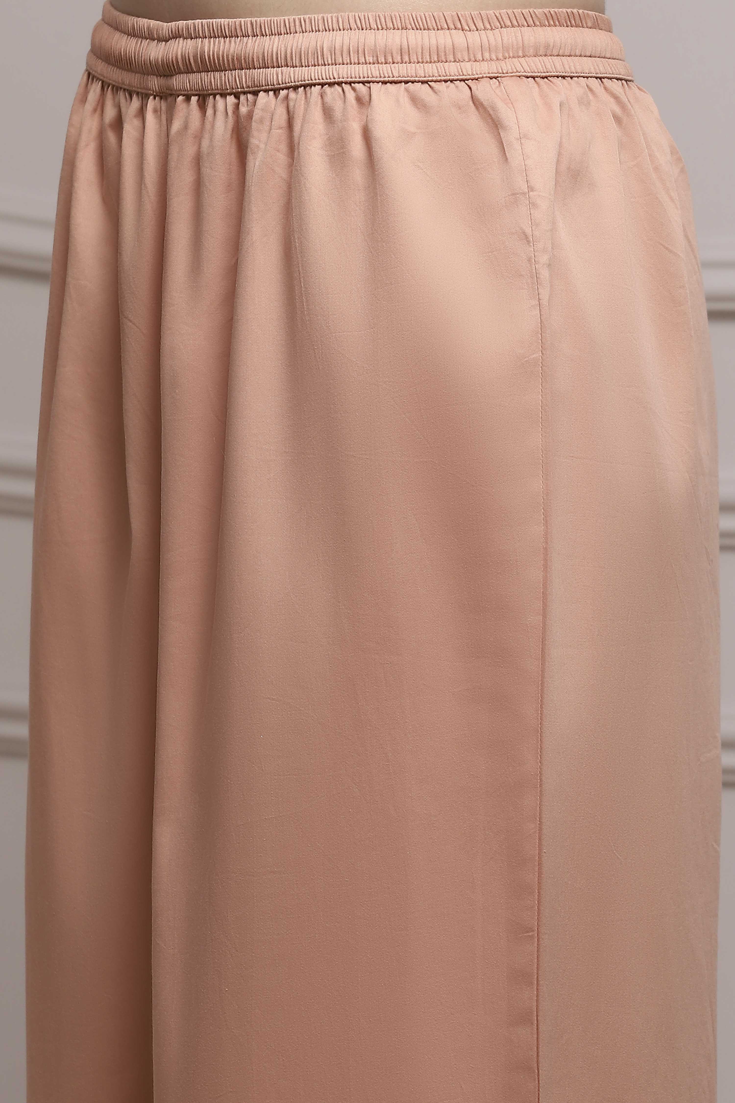 Blush Peach Cotton Kalidar Dyed Suit Set image number 2