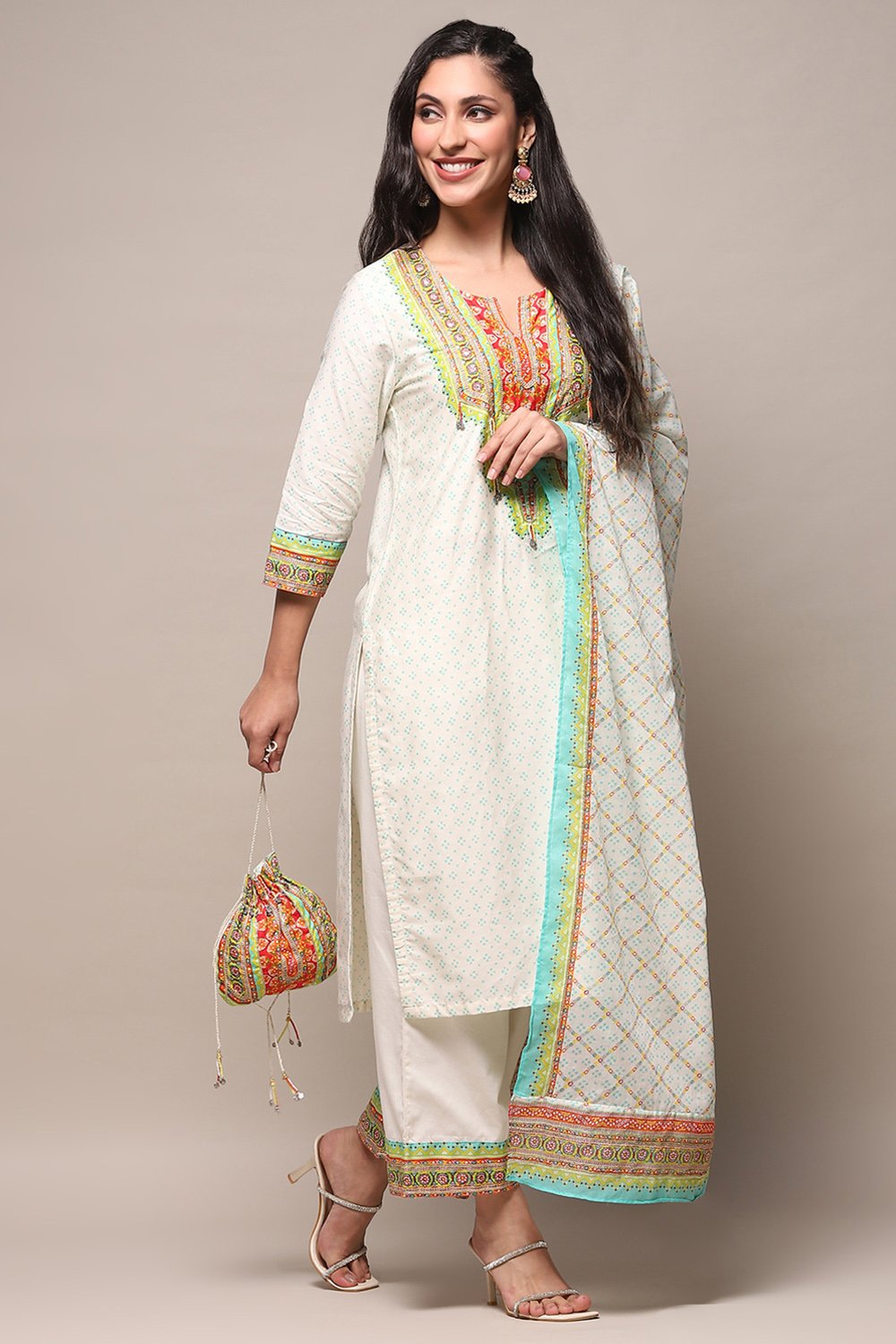 Fuschia Cotton Straight Suit Set image number 5