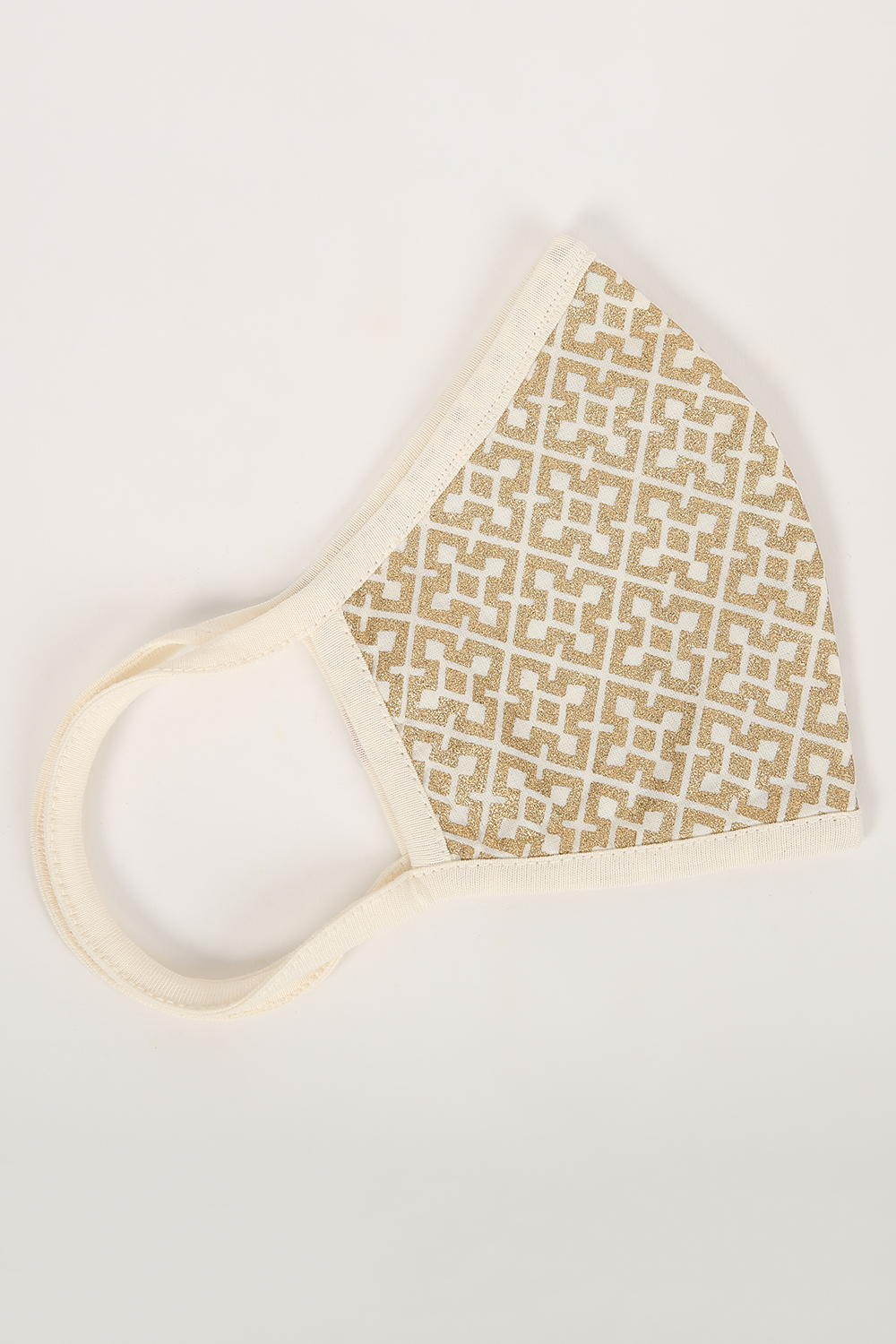 Light Gold Poly Metallic Yarndyed Face Mask image number 1