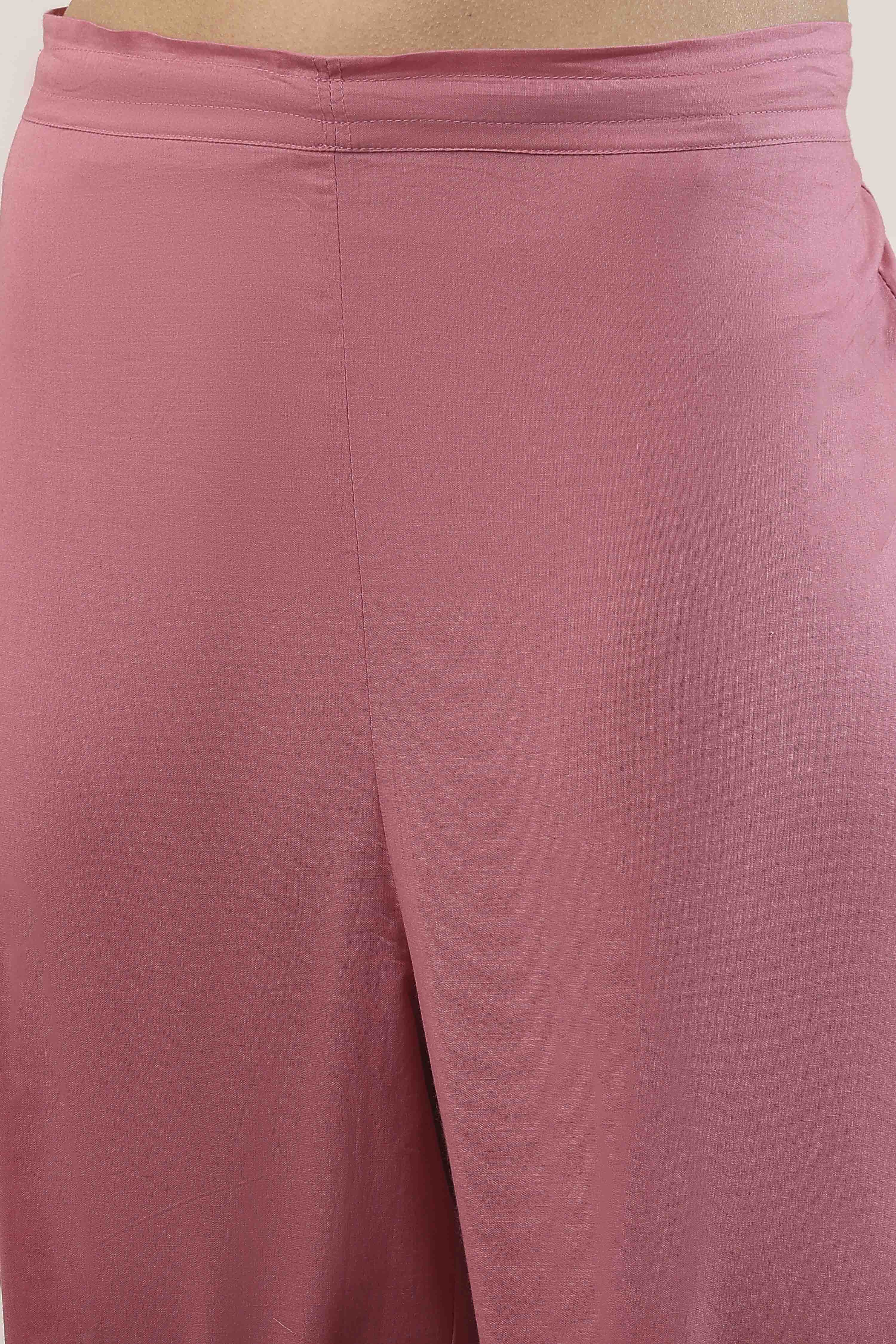 Pink Cotton Straight Suit Set image number 2