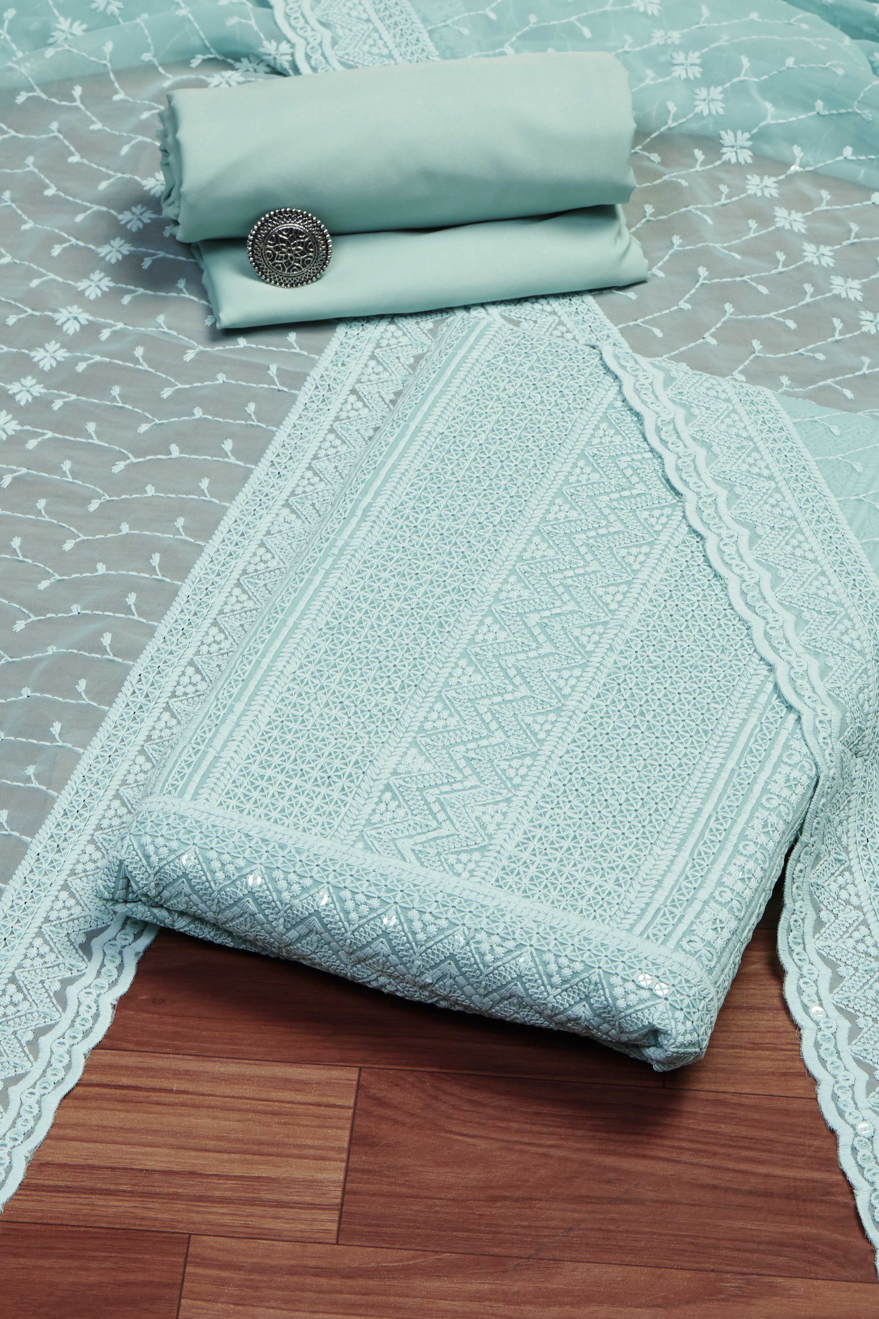Pnk Georgette Unstitched Suit Set image number 0