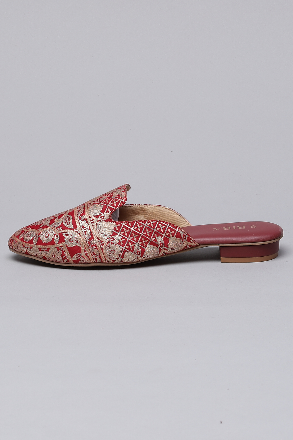 Maroon Fabric Formal Mules image number 3