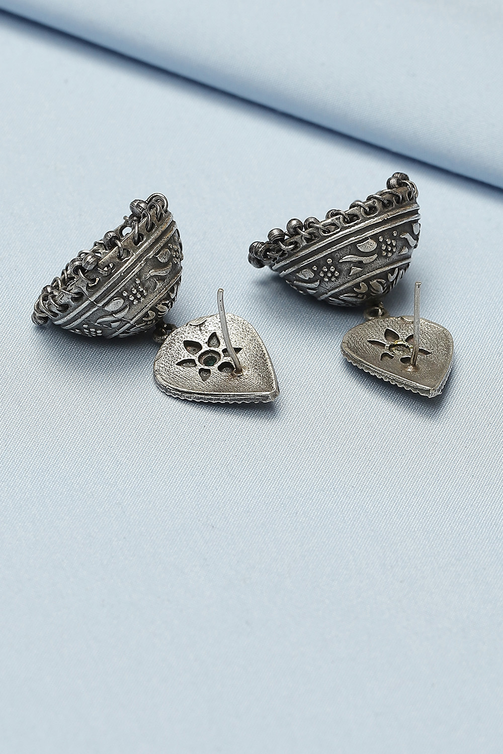 Silver Oxidised Jhumkas image number 2