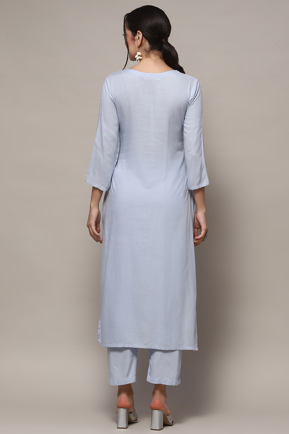 Pastel Pink Rayon Unstitched Suit set image number 6