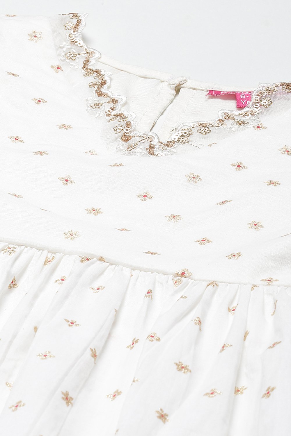 Off White Cotton Gathered Kurta Garara Suit Set image number 1