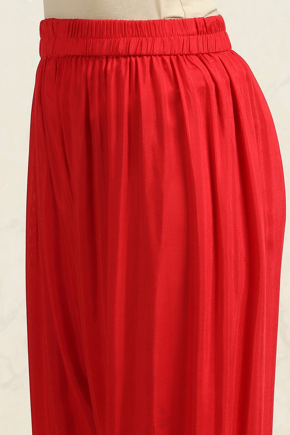 Red Organza Embroidered Unstitched Suit Set image number 3