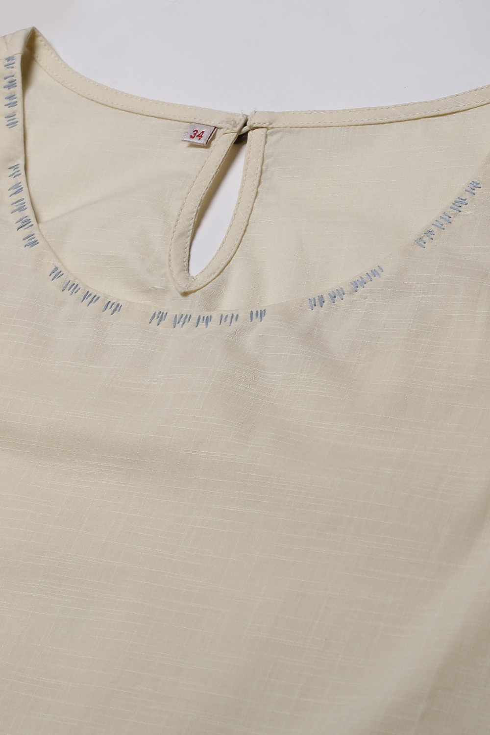 Off White Cotton Blazer Printed Top image number 2
