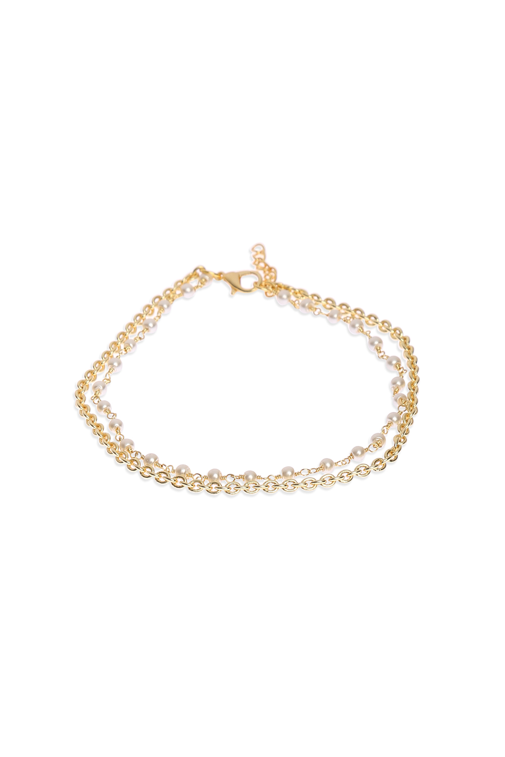Gold Brass Anklet with Pearl image number 1