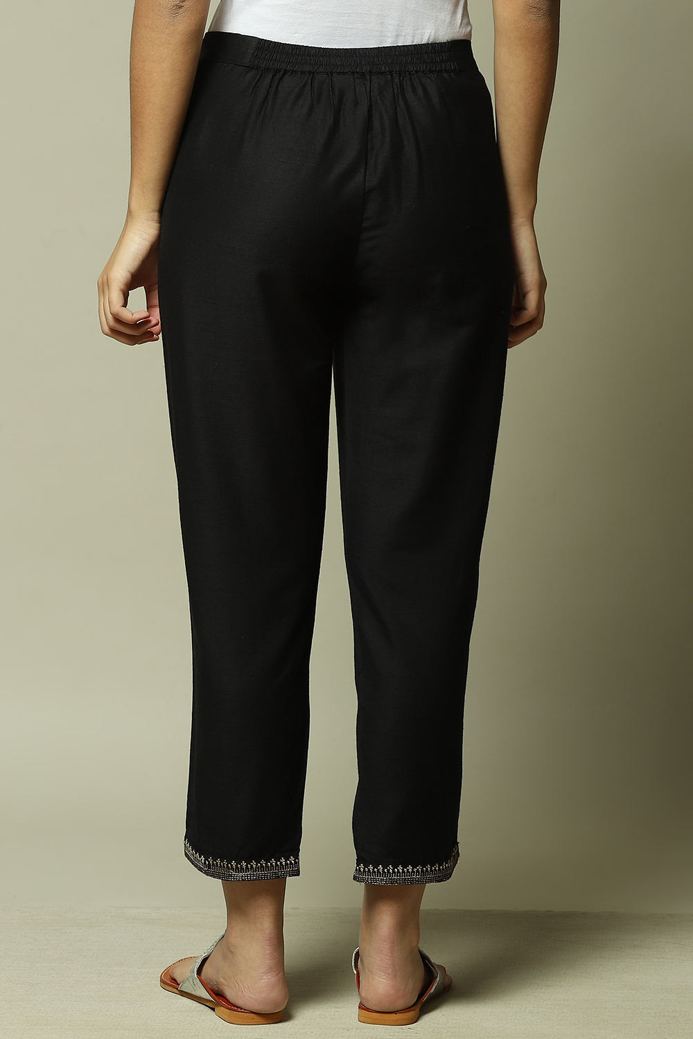Black Art Silk Pants image number 4