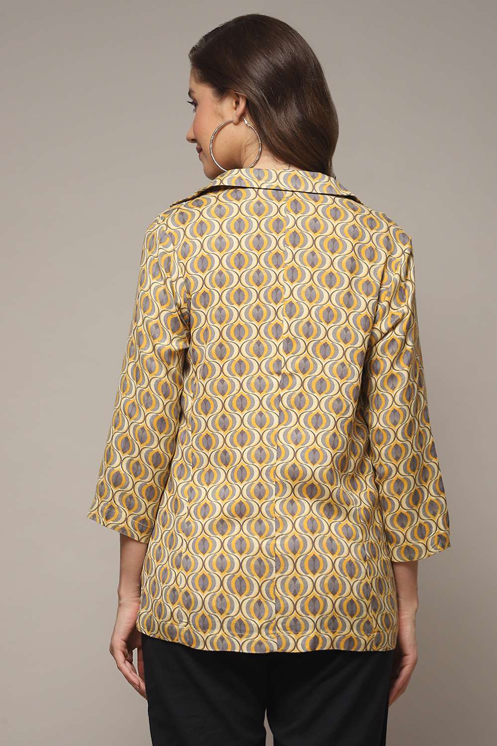 Mud Ochre LIVA Printed Jacket image number 3