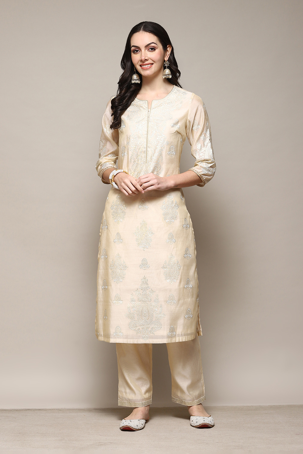 Olive Polyester Straight Printed 2 Piece Set image number 6