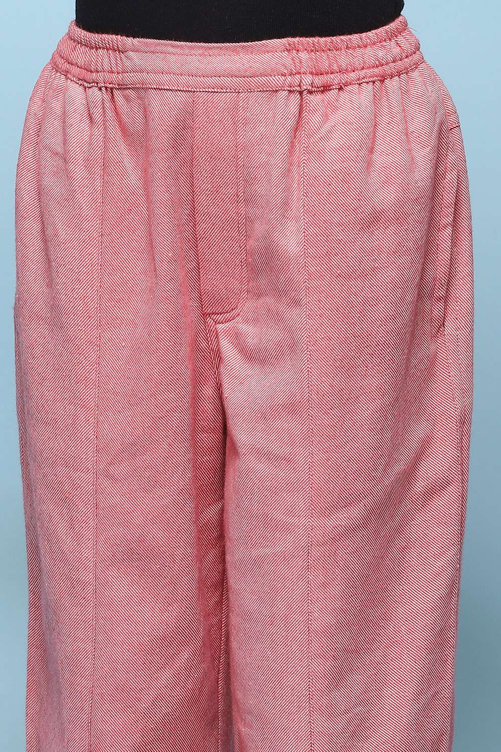 Peach Cotton Solid Pants image number 1