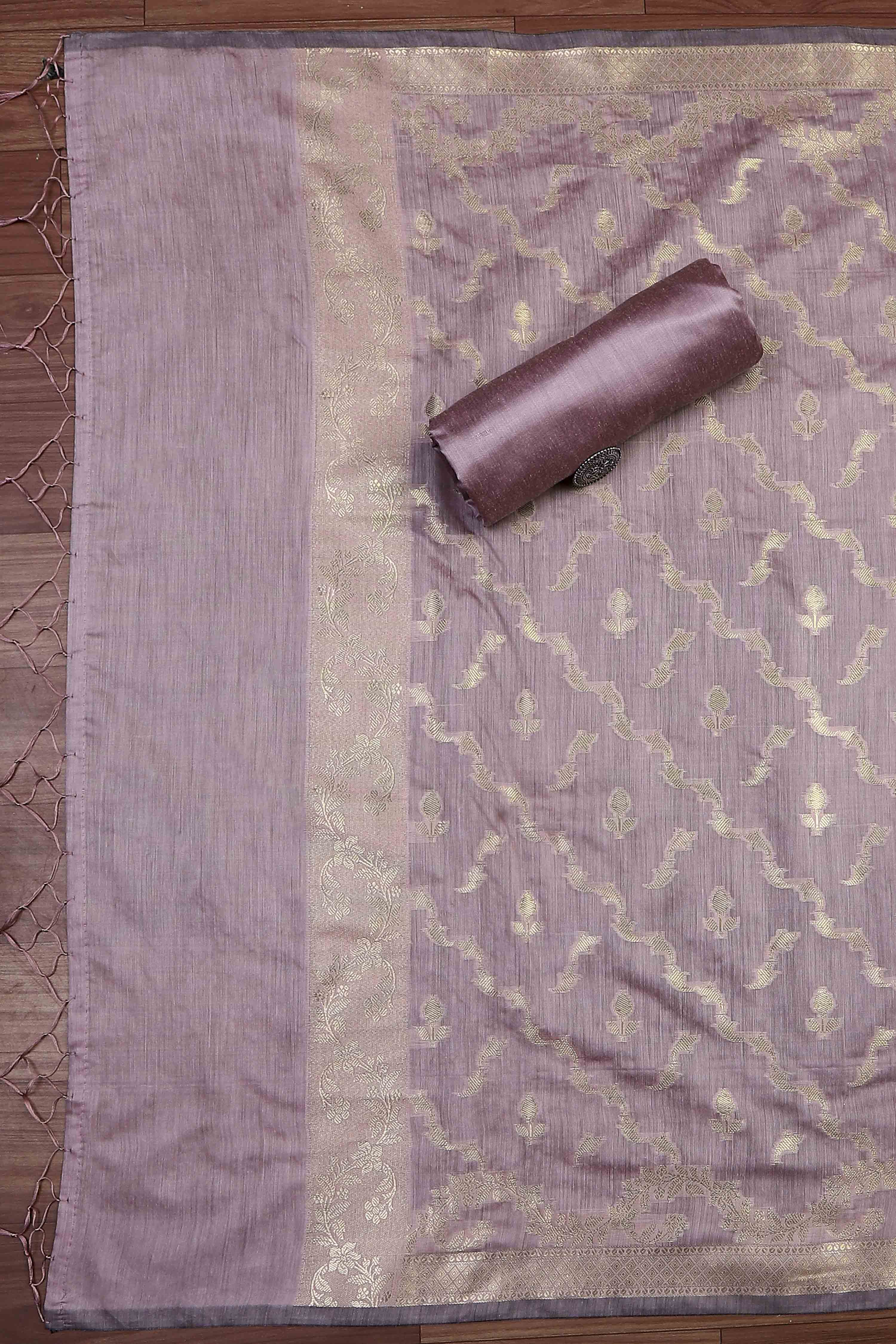 Lavender Cotton Printed Embroidered Unstitched Suit Set image number 3