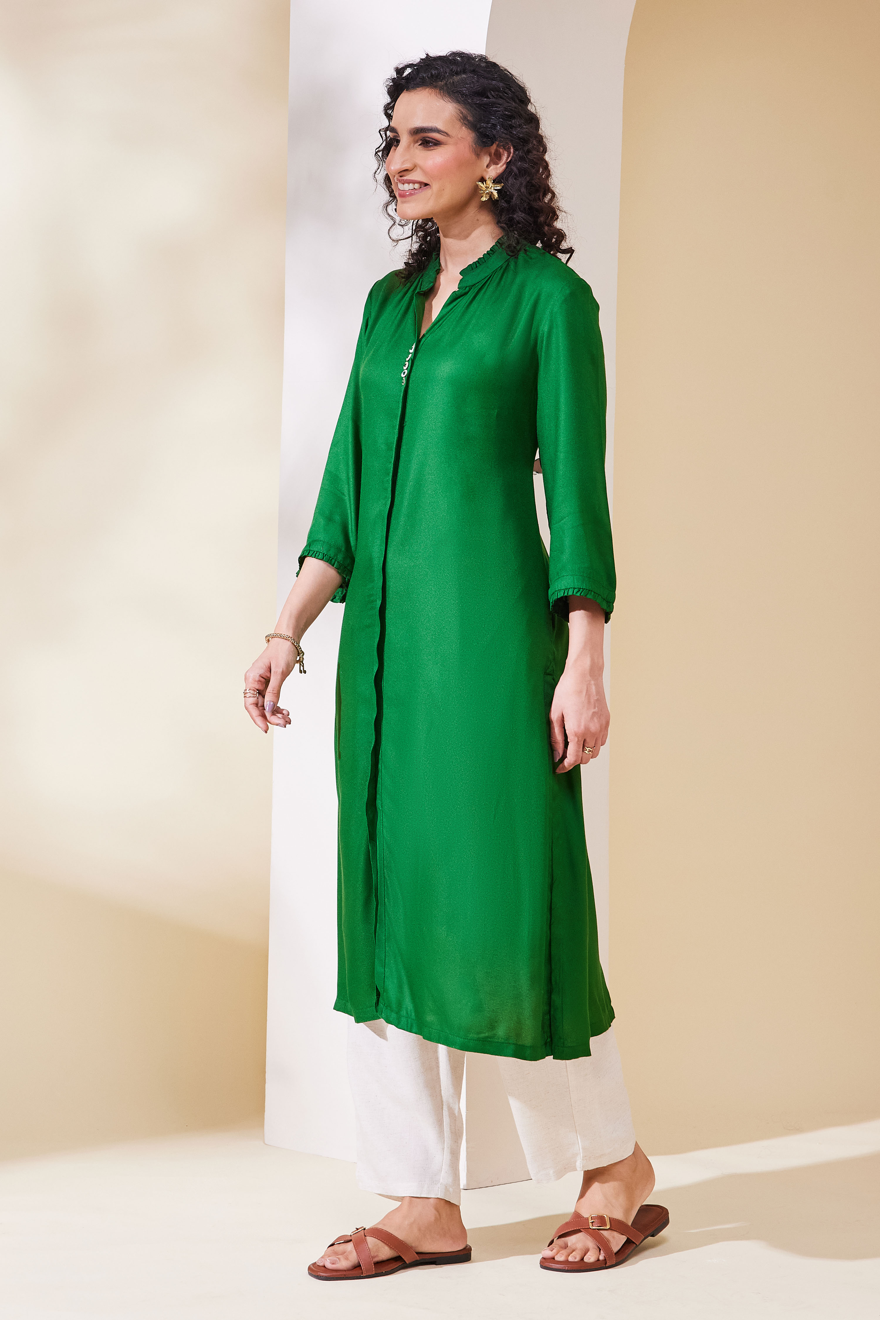 Blue Viscose Rayon Straight Kurta image number 2
