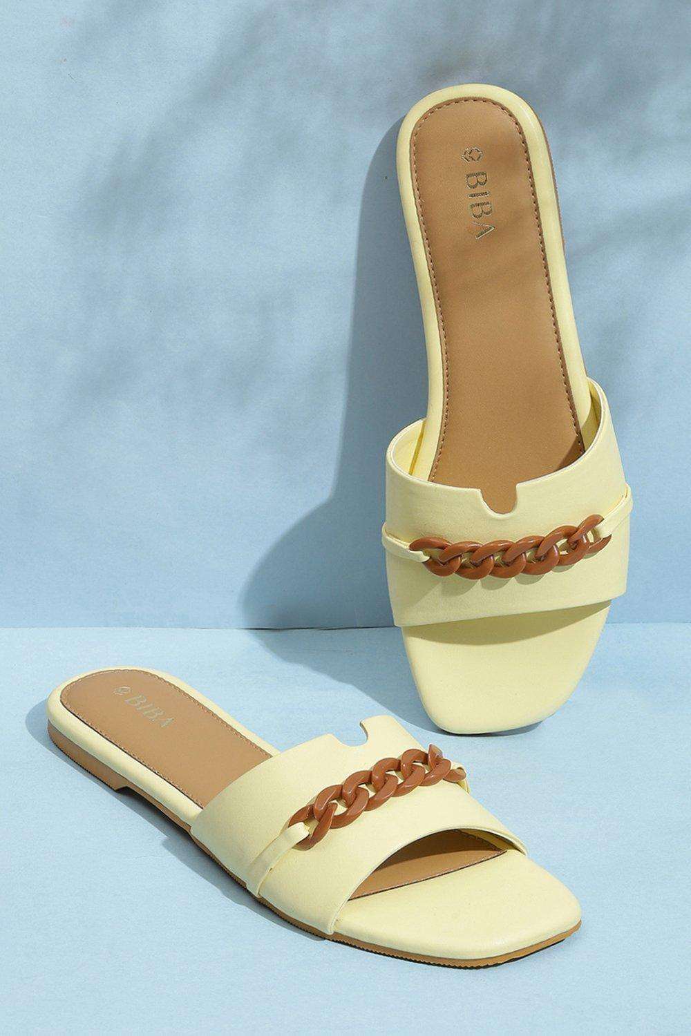 Yellow Pu Sandals image number 0