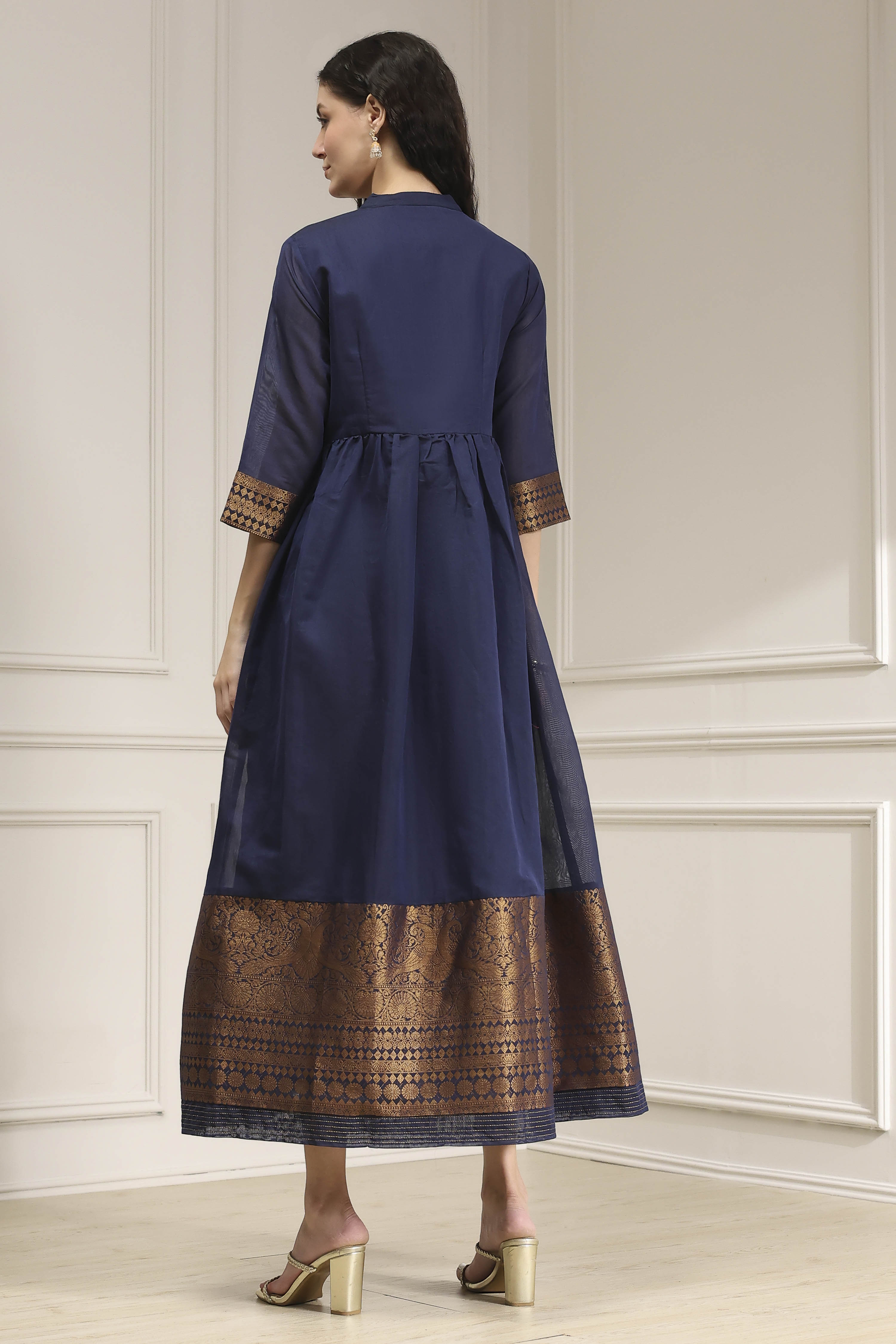 Fuchsia Yarn-Dyed Flared Kurta image number 3