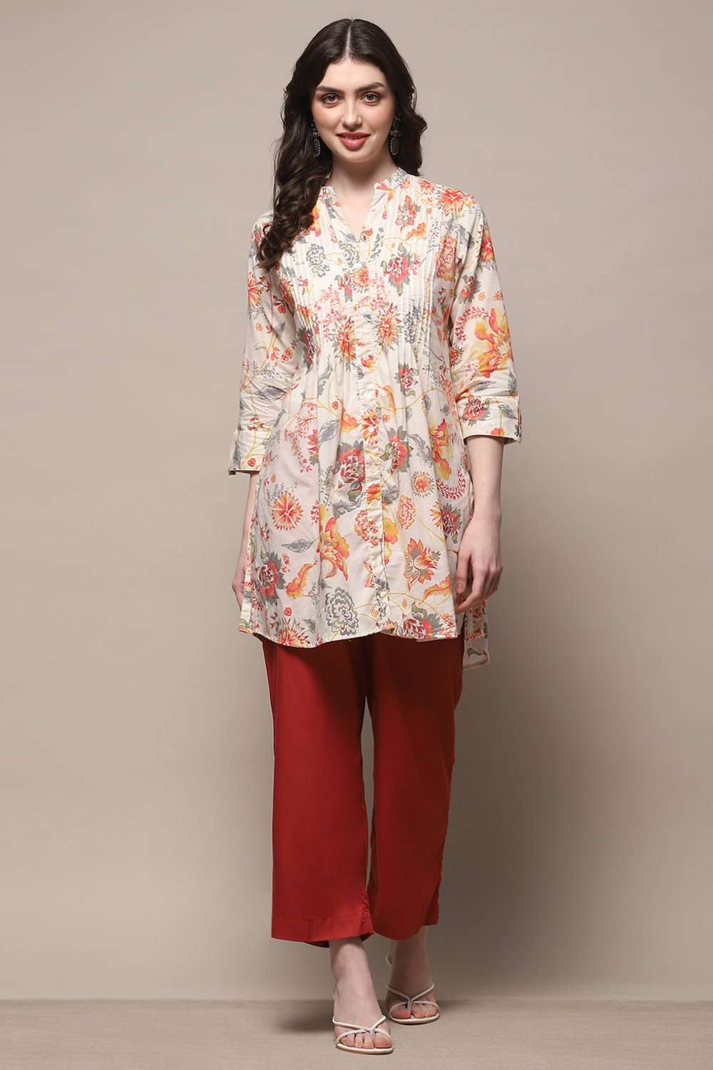 Off White Rayon Palazzo image number 0