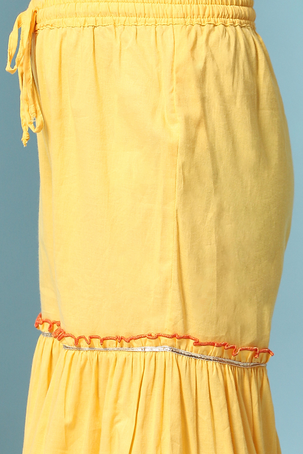 Yellow Cotton Straight Kurta Sharara Suit Set image number 2