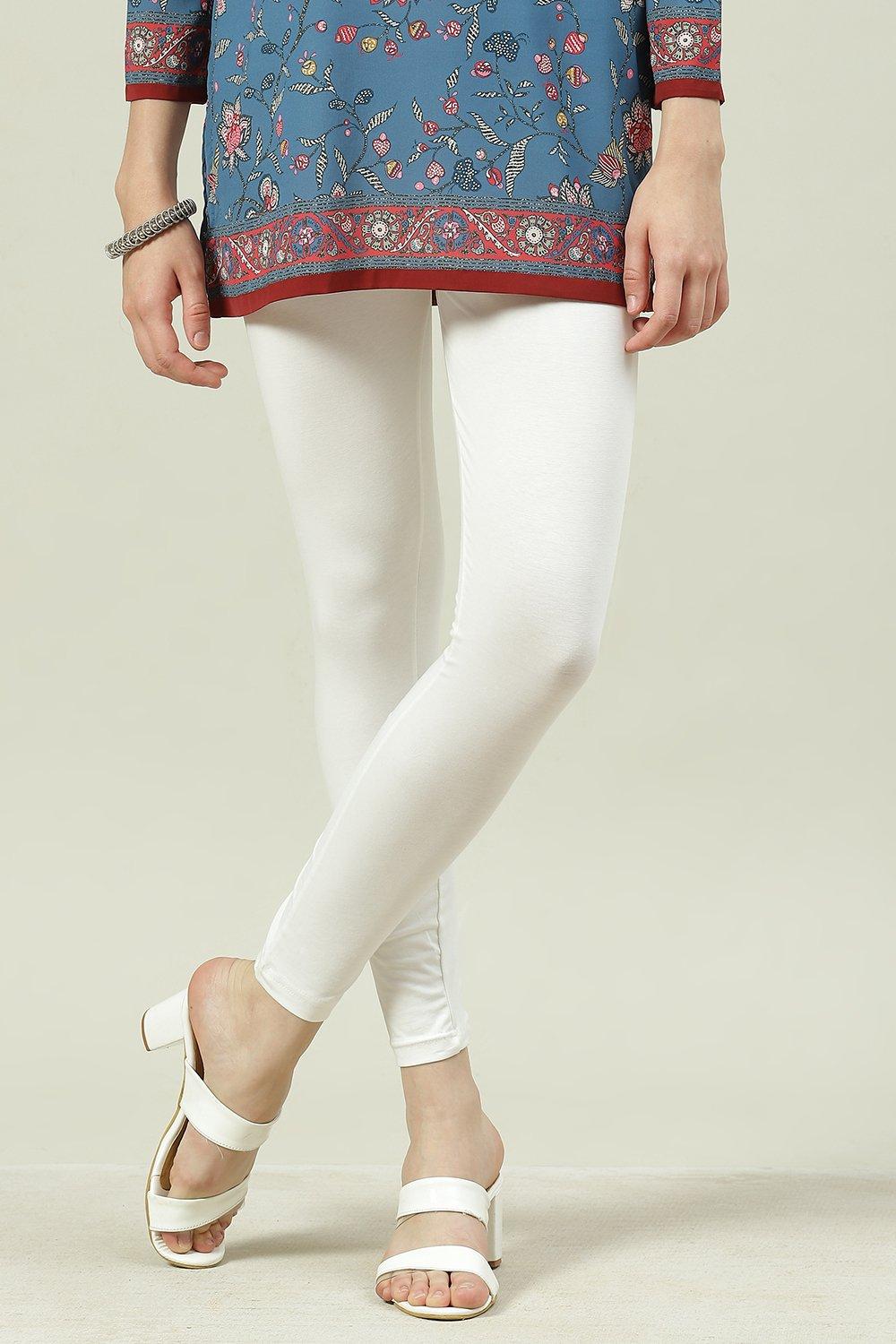 Black Cotton Blend Solid Leggings image number 2