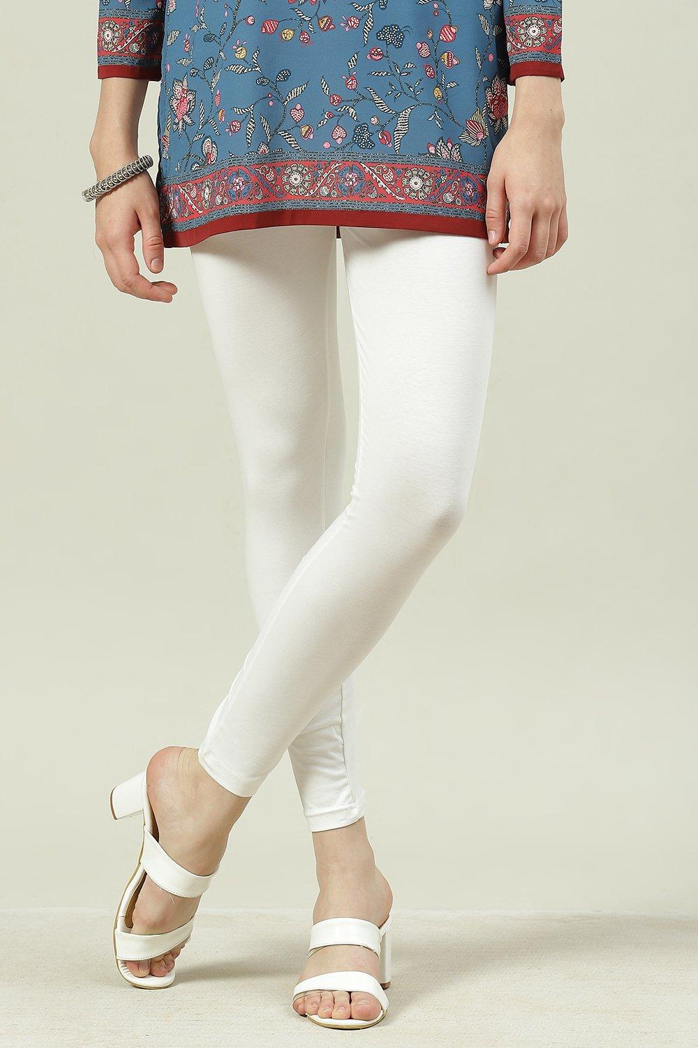 Navy Cotton Blend Solid Leggings image number 2