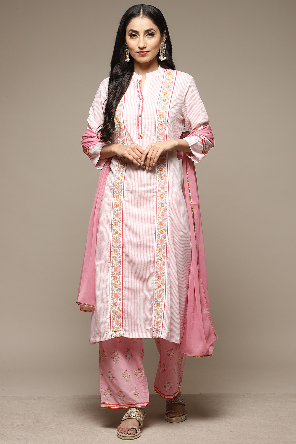 Teal Cotton A-Line Kurta Palazzo Suit Set image number 6