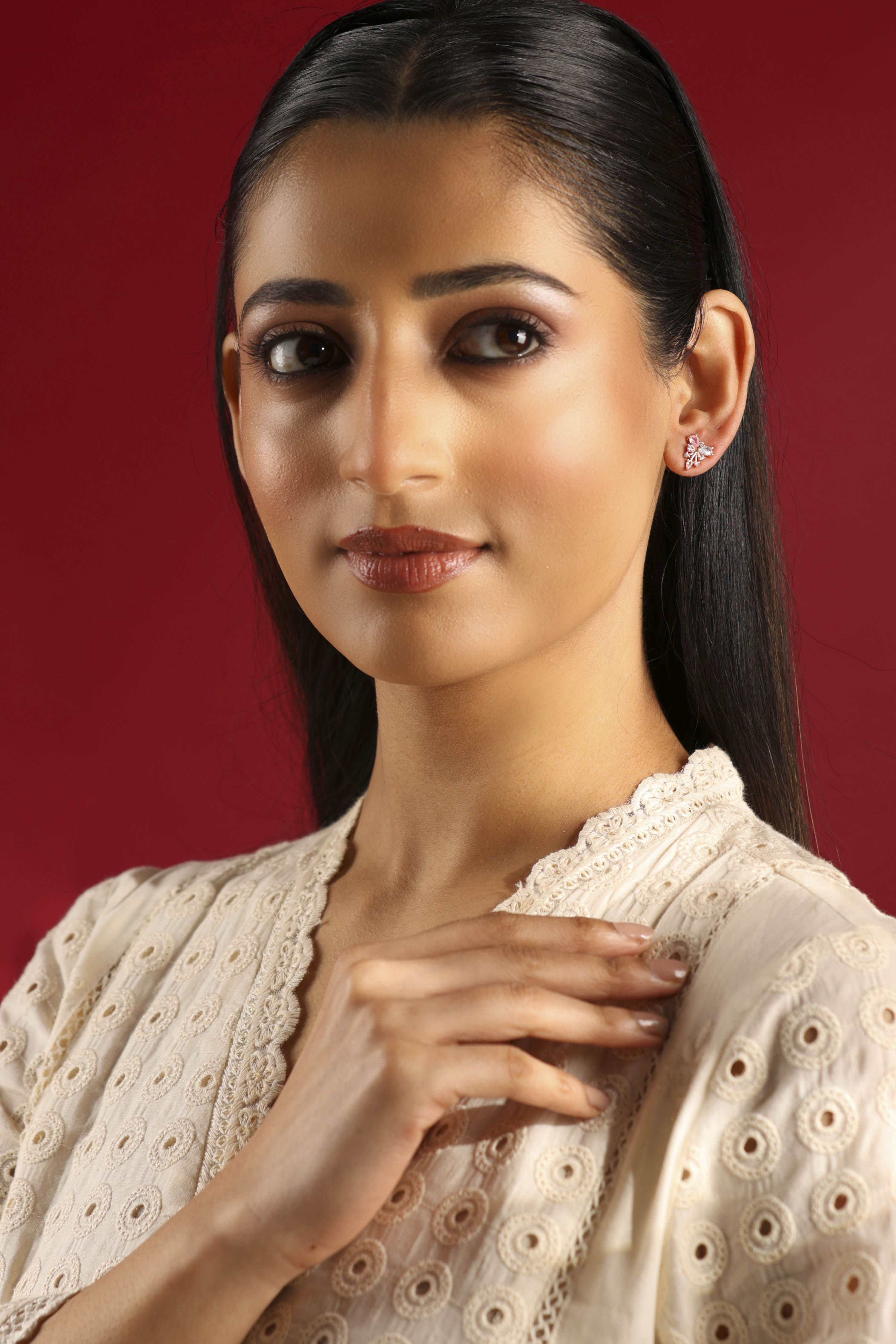 Multicolour Gold Plated Brass Stud Earrings image number 3