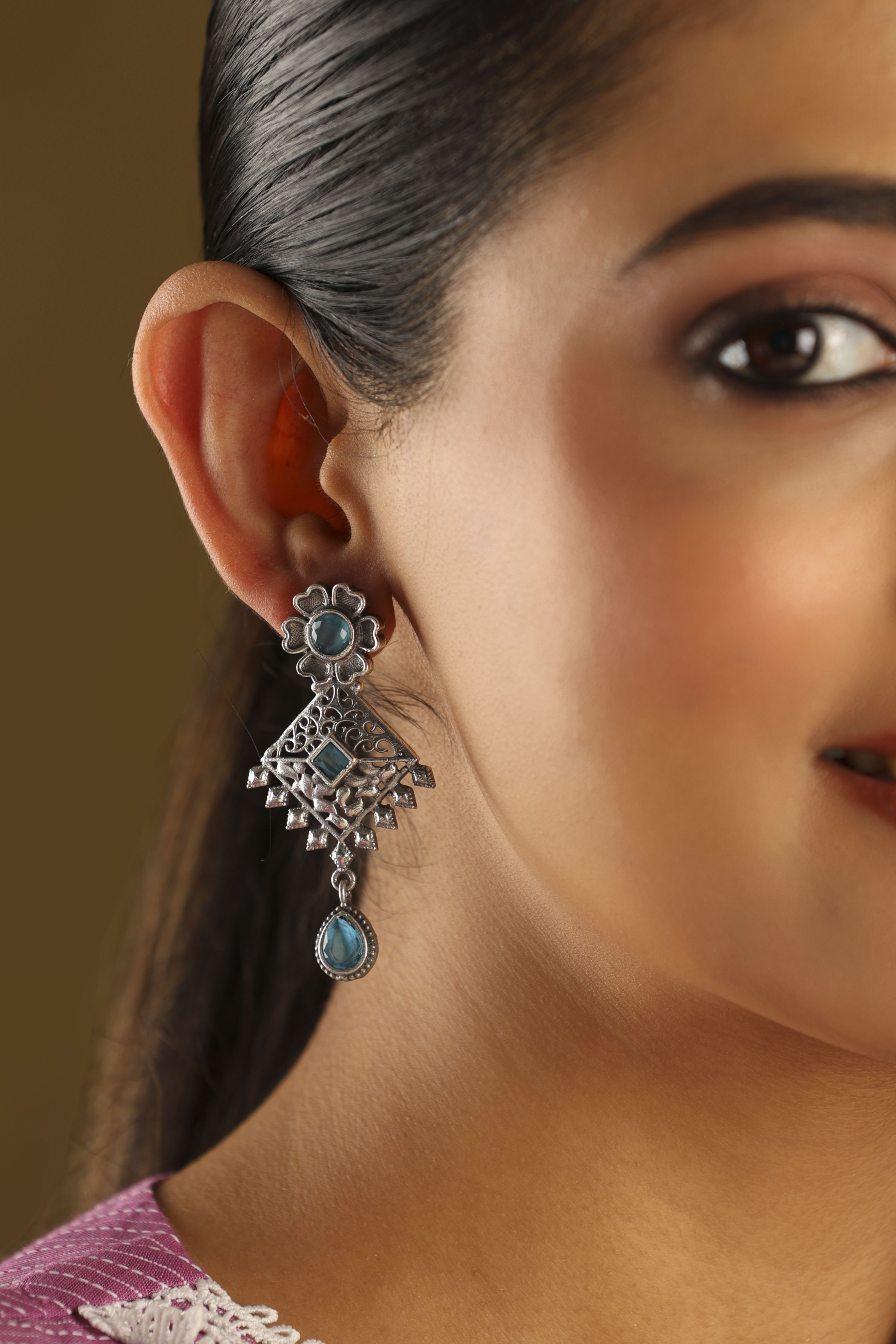 Light Blue Brass Drop & Danglers image number 1