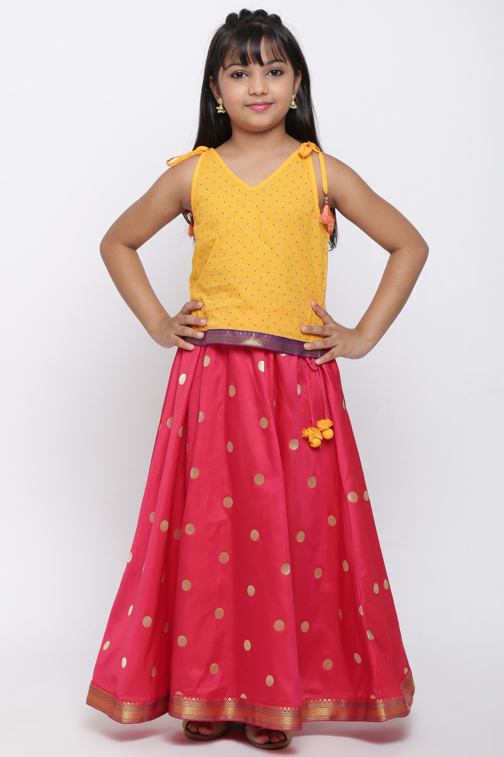 Yellow And Pink Lehenga Set image number 0