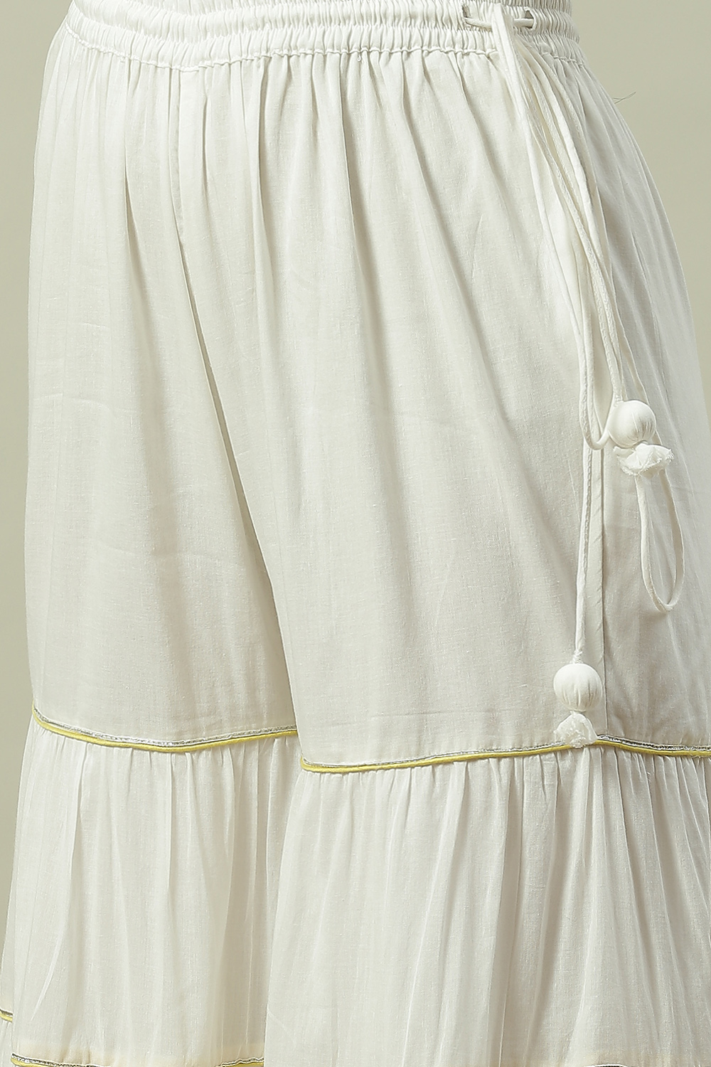 Yellow And White Cotton Silk Straight Kurta Garara Suit Set image number 6