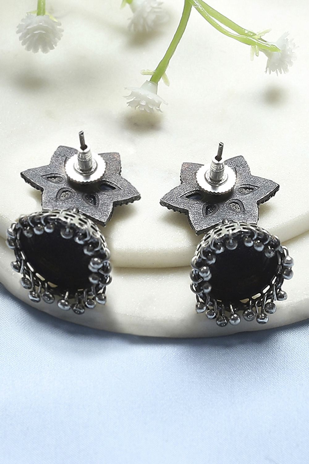 Navy Brass Jhumka image number 2