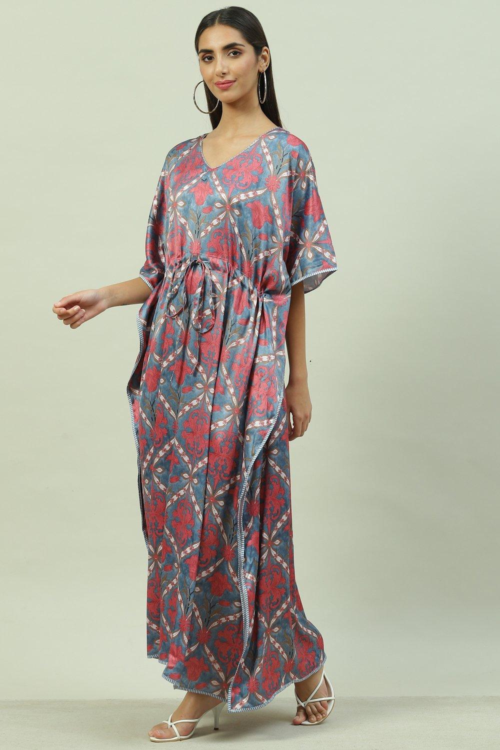 Grey Poly Viscose Printed Nightwear image number 2