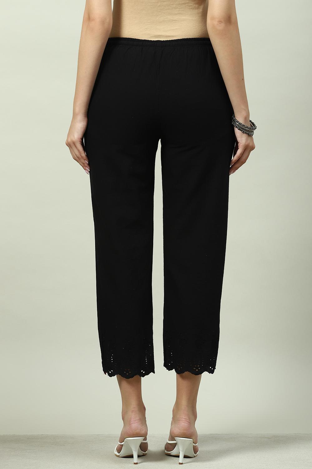 Black Cotton Blend Narrow Pant image number 4