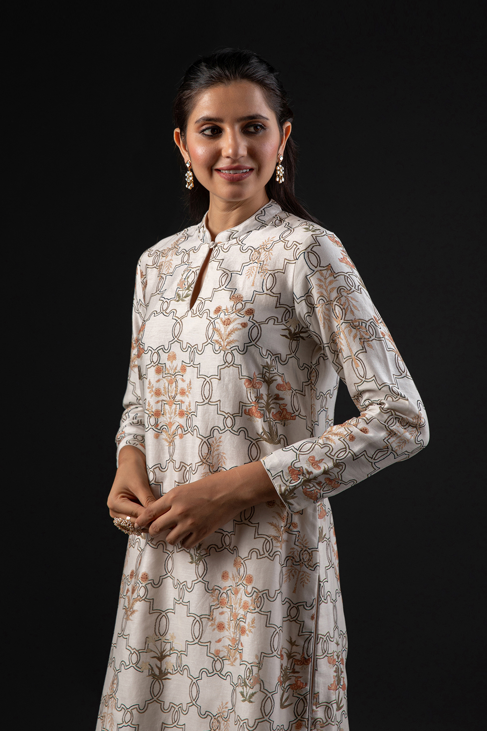 Rohit Bal Off White Cotton Silk Straight Printed Suit Set image number 1