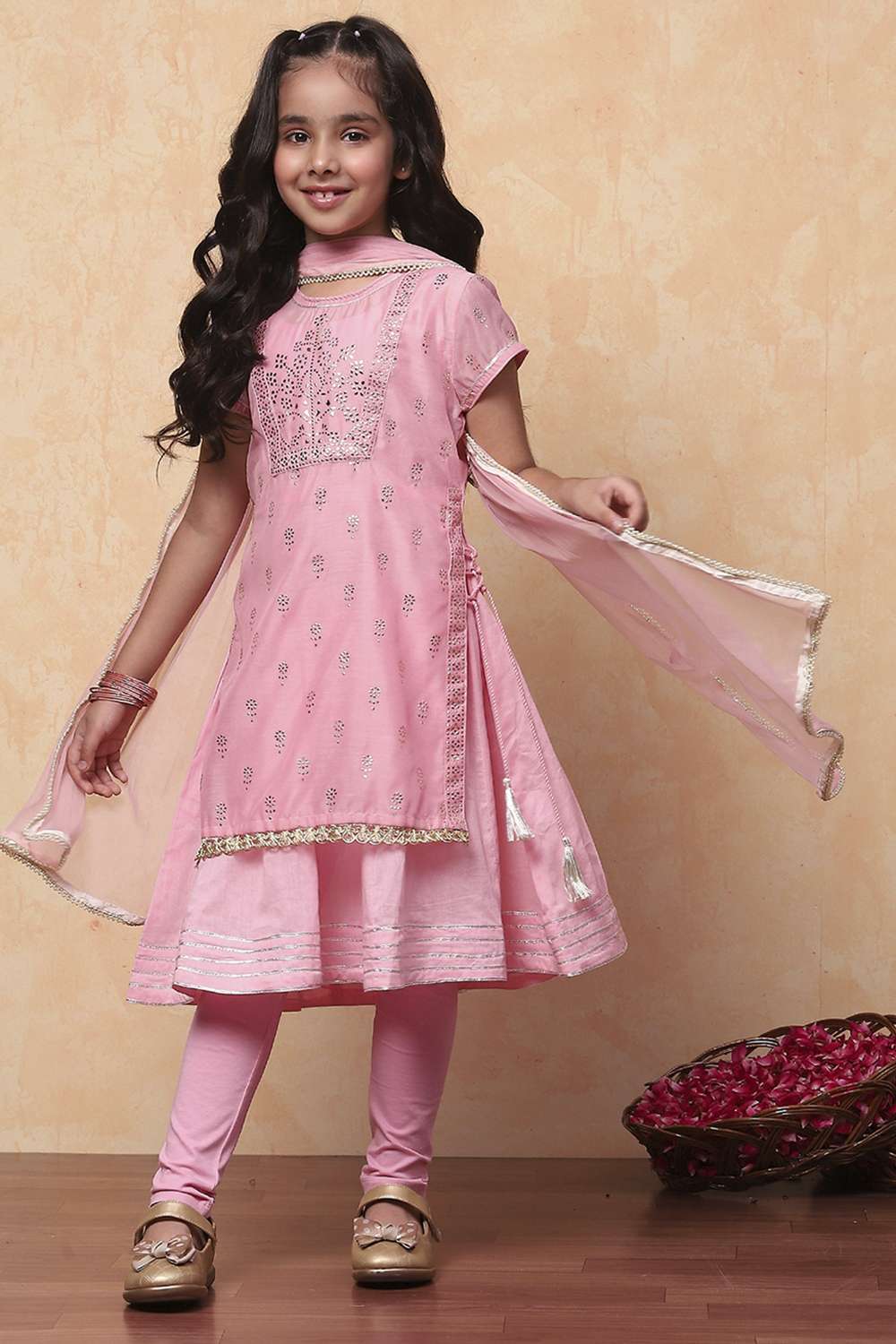 Pink Polyester Flared Suit Set image number 0