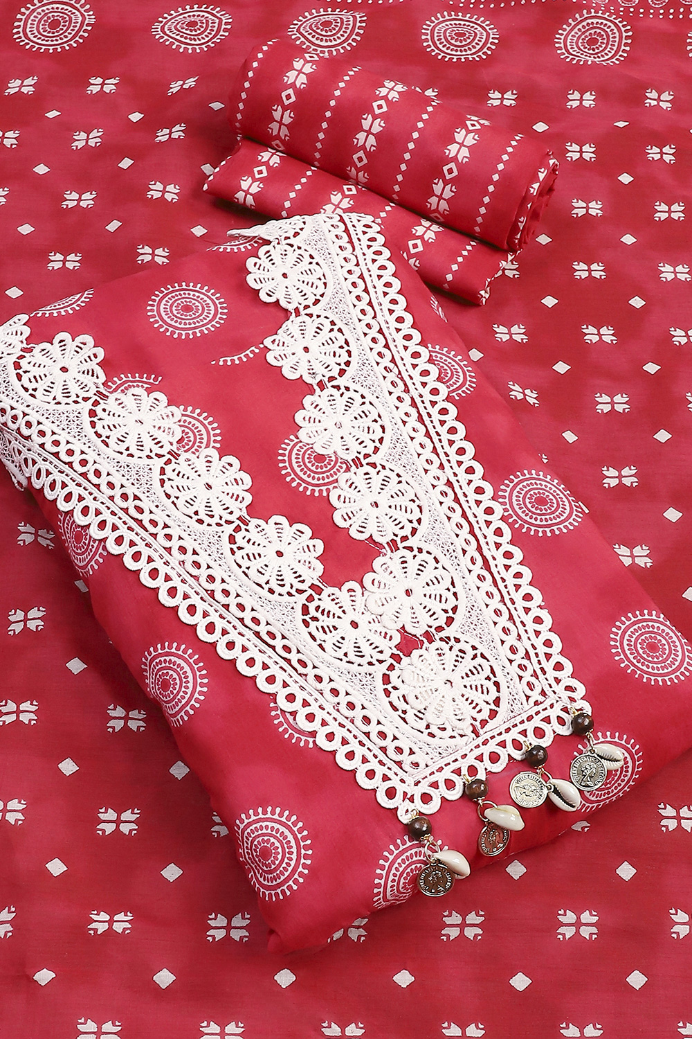 Indigo Cotton Unstitched Suit Set image number 3