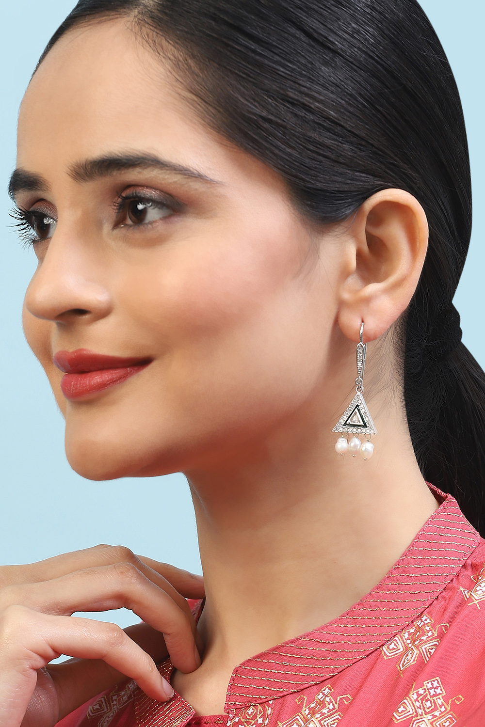 Silver Brass Earrings image number 3