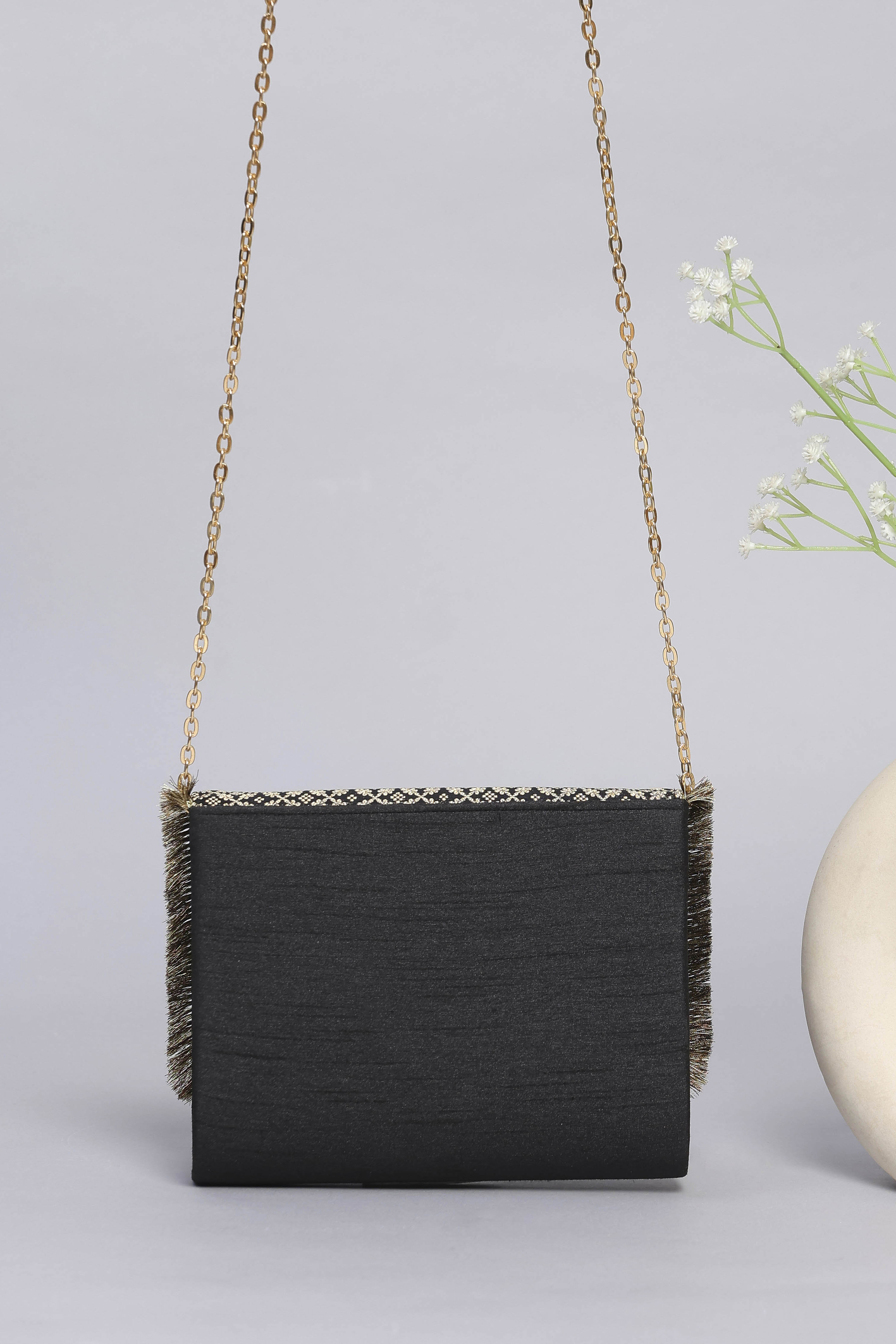 Black Polycotton Ethnic Motif Printed Sling bag image number 5
