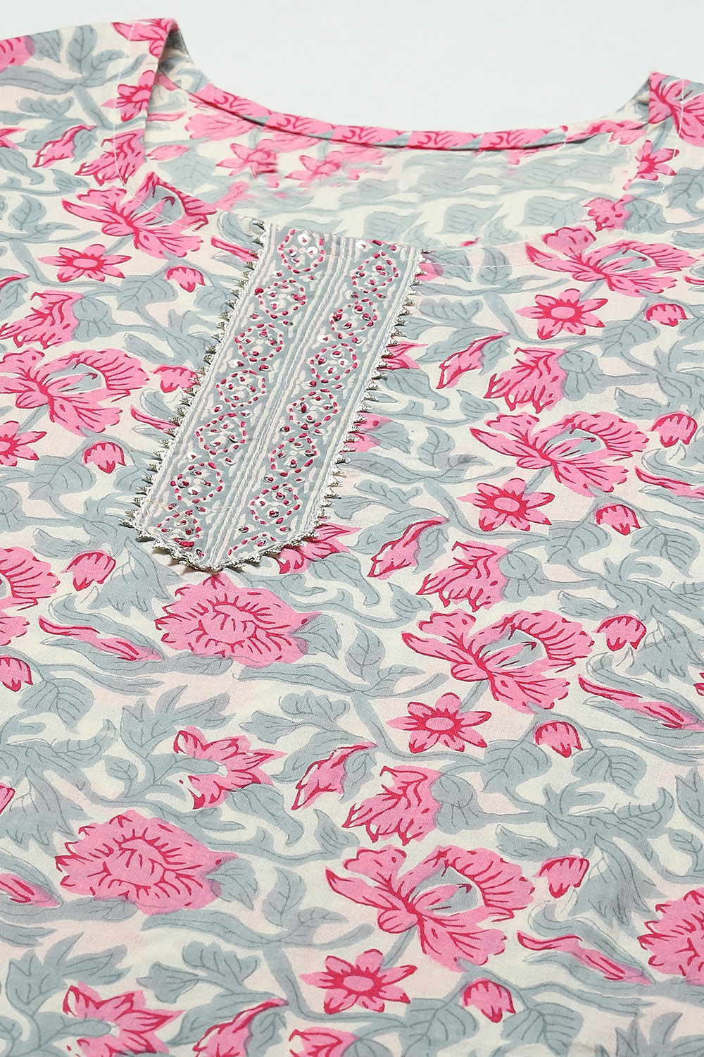 Pink Cotton Handloom Unstitched Suit Set image number 2