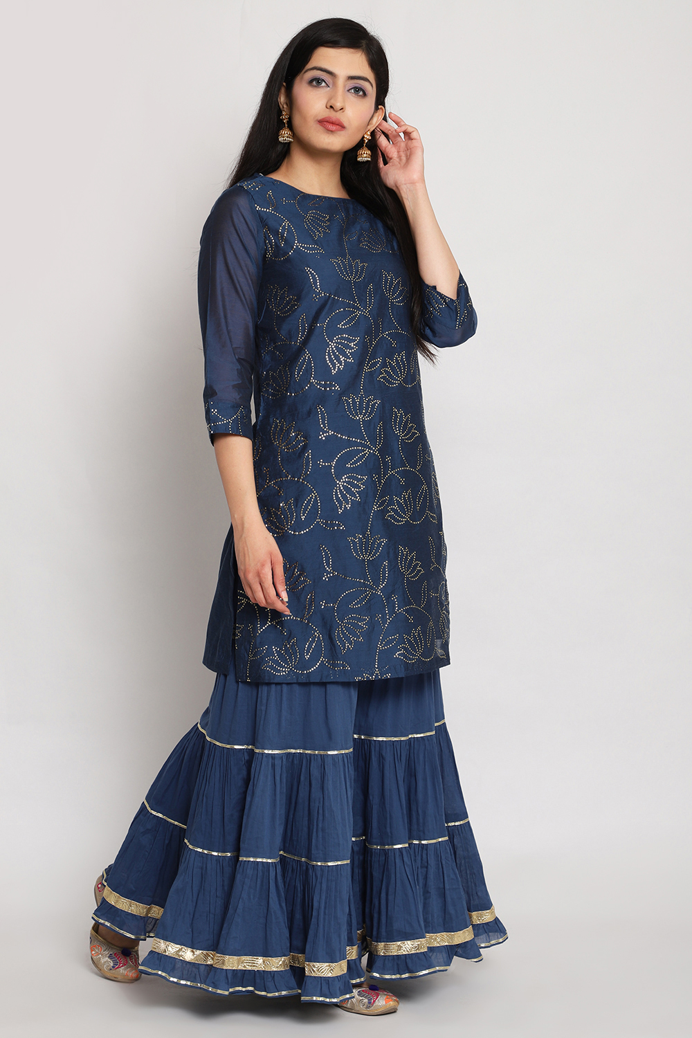 Blue Art Silk Short Yarndyed Kurti image number 5