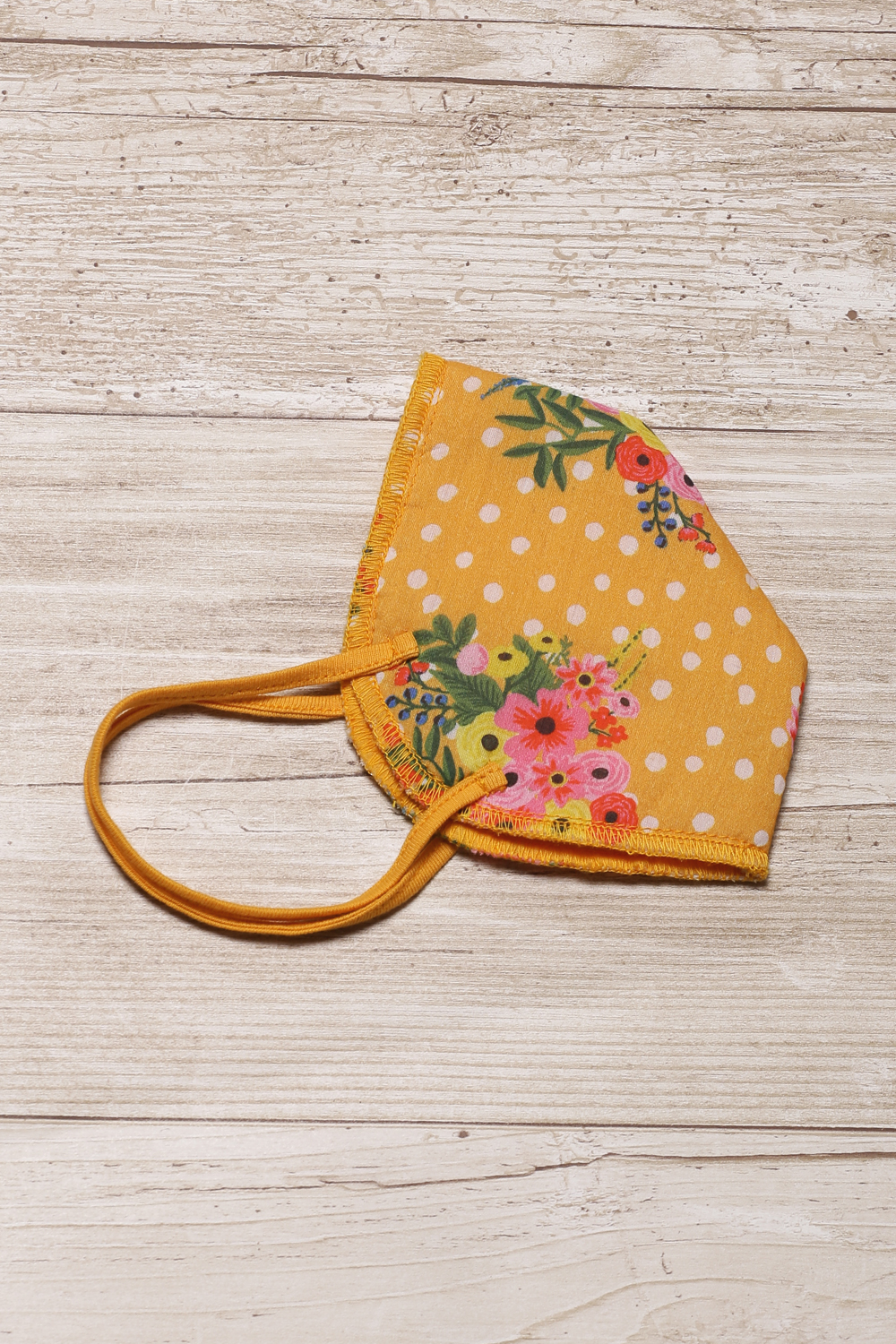 Yellow Cotton Floral Printed Face Mask image number 1