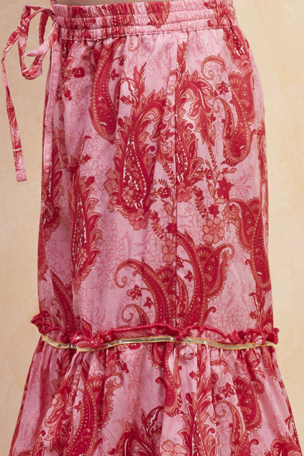 Pink Cotton Gathered Suit Set image number 2