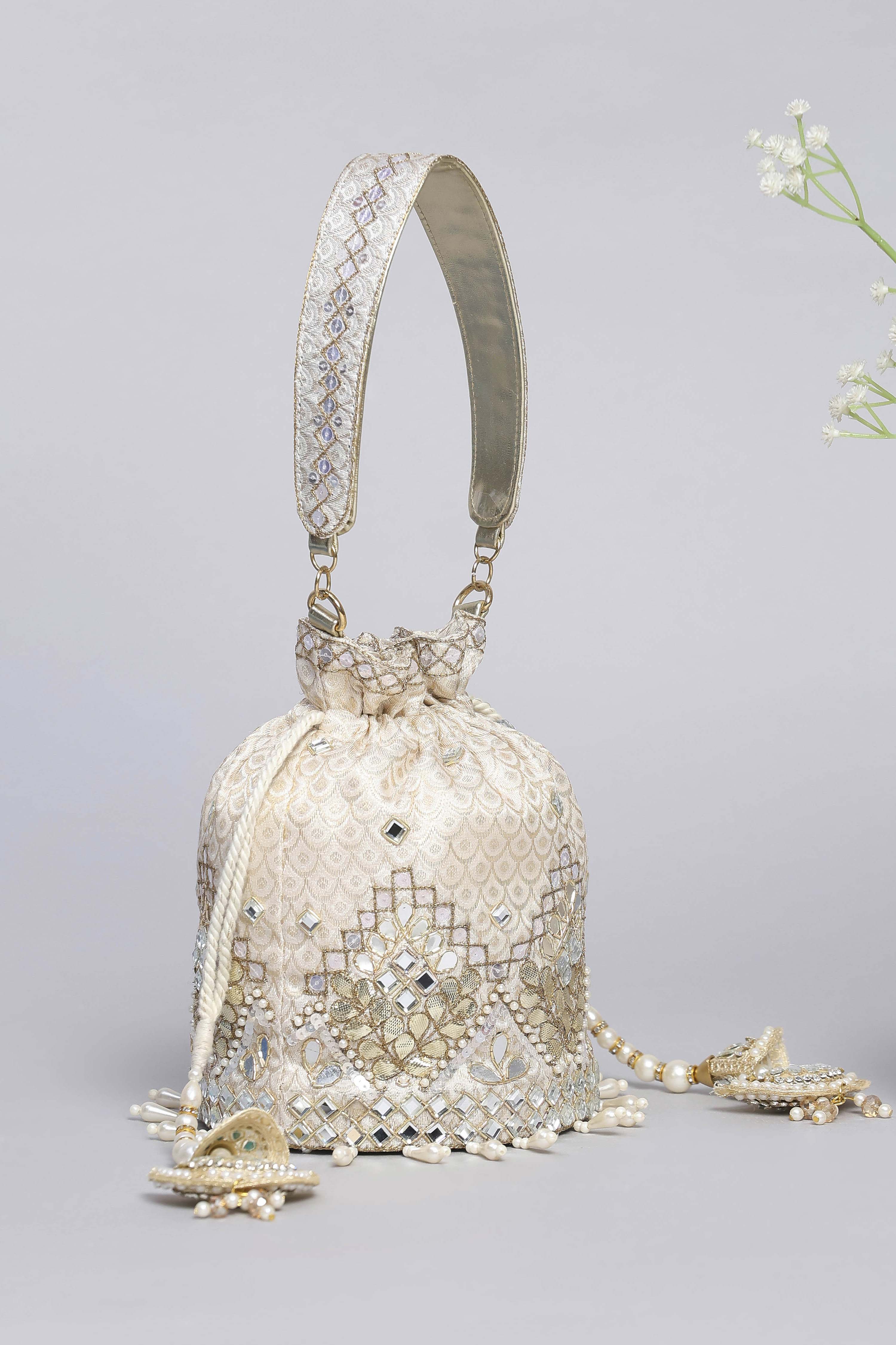 Ivory Polycotton Potli image number 4