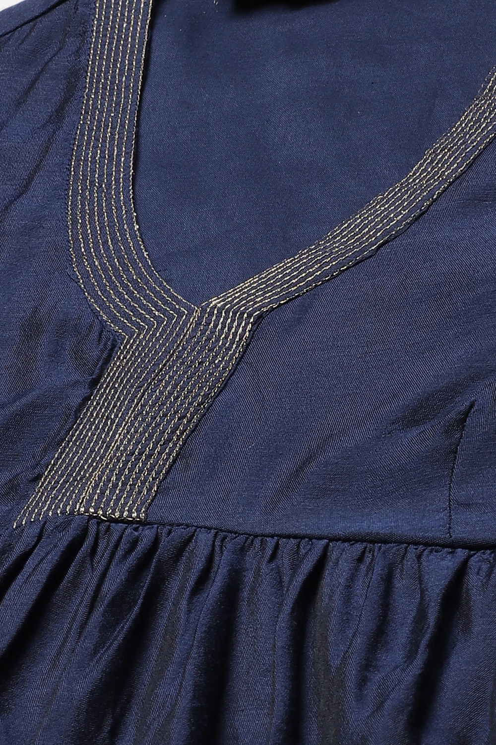 Navy Flared Art Silk Fusion Wear 2 Piece Set image number 1